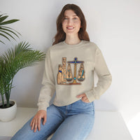 Egyptian Cat Scales Graphic Sweatshirt - Heavy Blend Fleece Crewneck - Unisex White