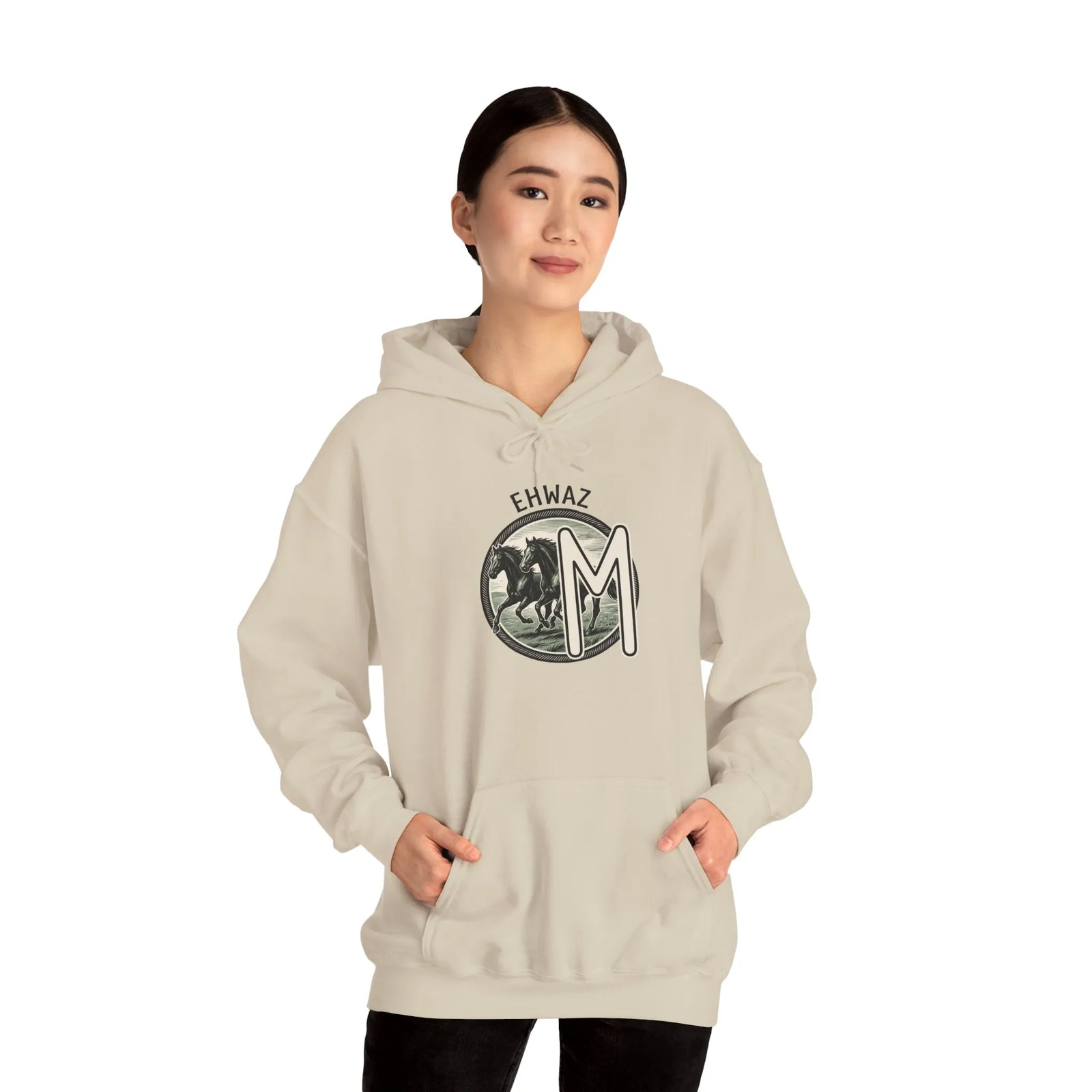 Ehwaz Divine Twins Horse Rider Hoodie - Medium-Heavy Cotton Blend Hoodie - Unisex White
