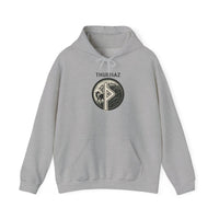 Thurisaz Rune Wolf Graphic Hoodie - Heavy Blend Fleece Pullover - Unisex White
