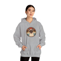 Siamese Cat Retro Sunset Aviator Hoodie - Heavy Blend Fleece Pullover - Unisex White