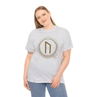 Uruz Rune Symbol Graphic T-Shirt - Heavyweight Cotton Classic Fit - Unisex White