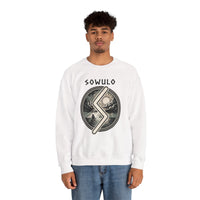Sowulo Rune Sun Compass Sweatshirt - Heavy Blend Crewneck Fleece - Unisex White