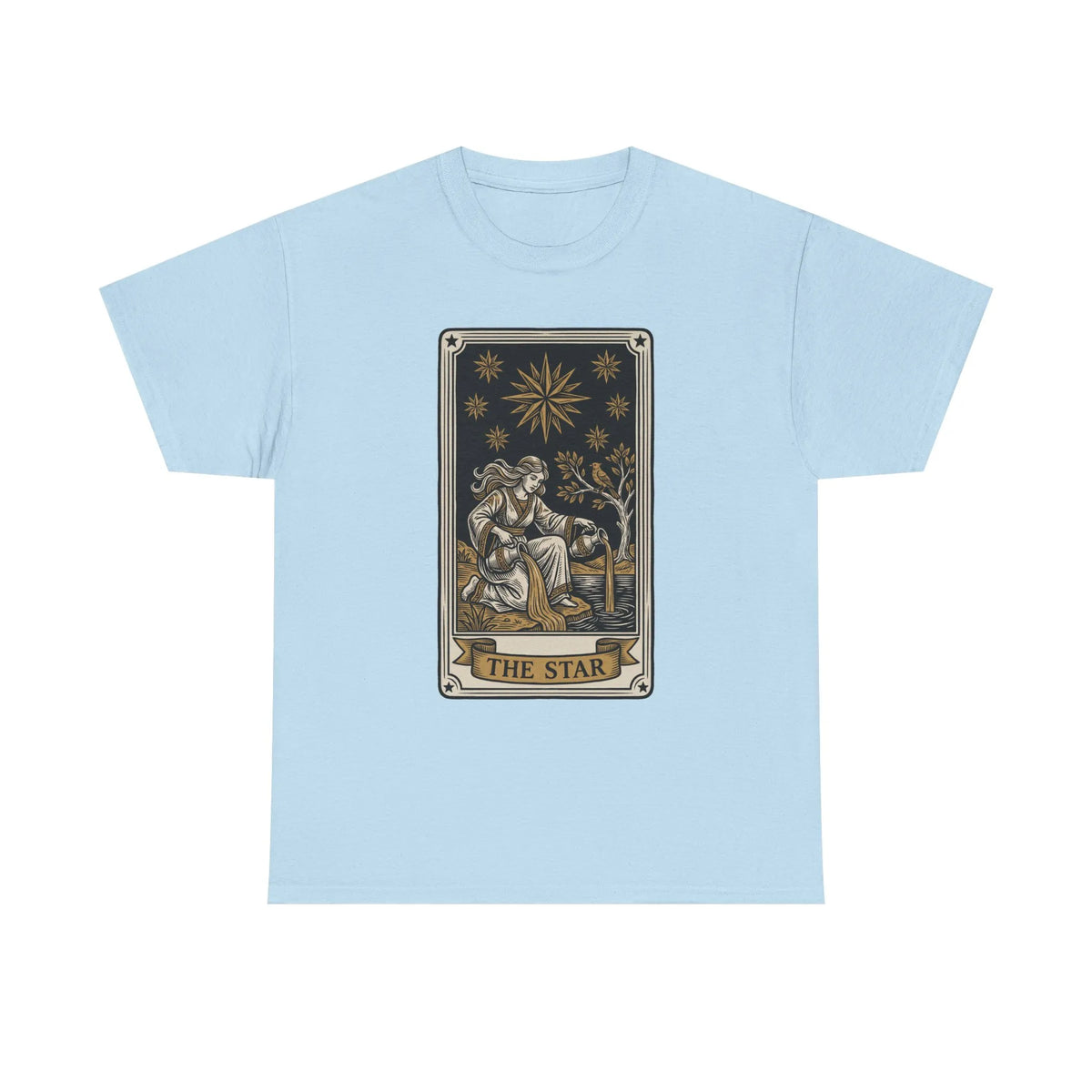 Tarot The Star Card Graphic T-Shirt - Heavy Cotton Classic Fit Tee - Unisex Off White
