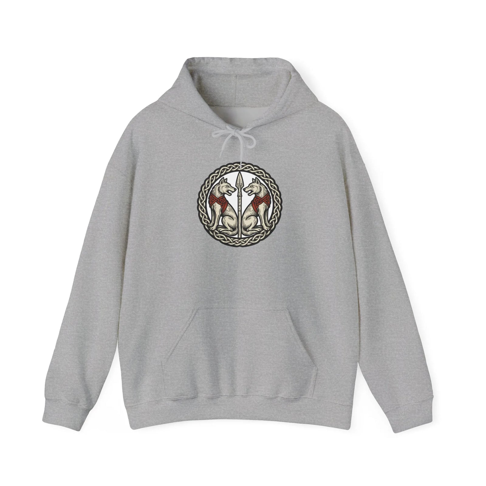 Geri and Freki Odin's Wolves Hoodie - Heavy Blend Cotton Blend Pullover - Unisex White