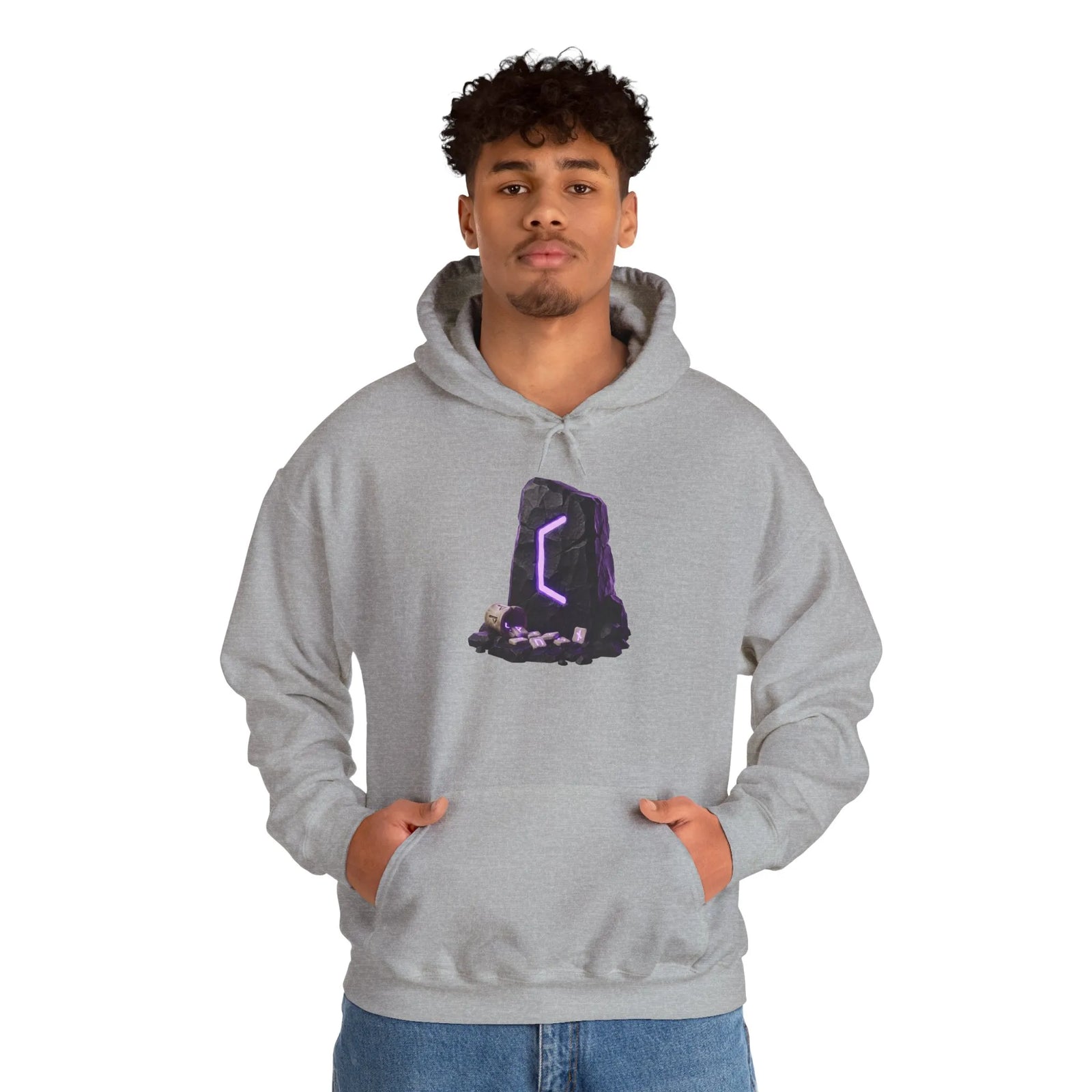 Perthro Rune Mystery Graphic Hoodie - Heavyweight Fleece Pullover - Unisex White