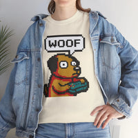 8-Bit Pixel Gaming Dog T-Shirt - Heavy Cotton Classic Fit Tee - Unisex White