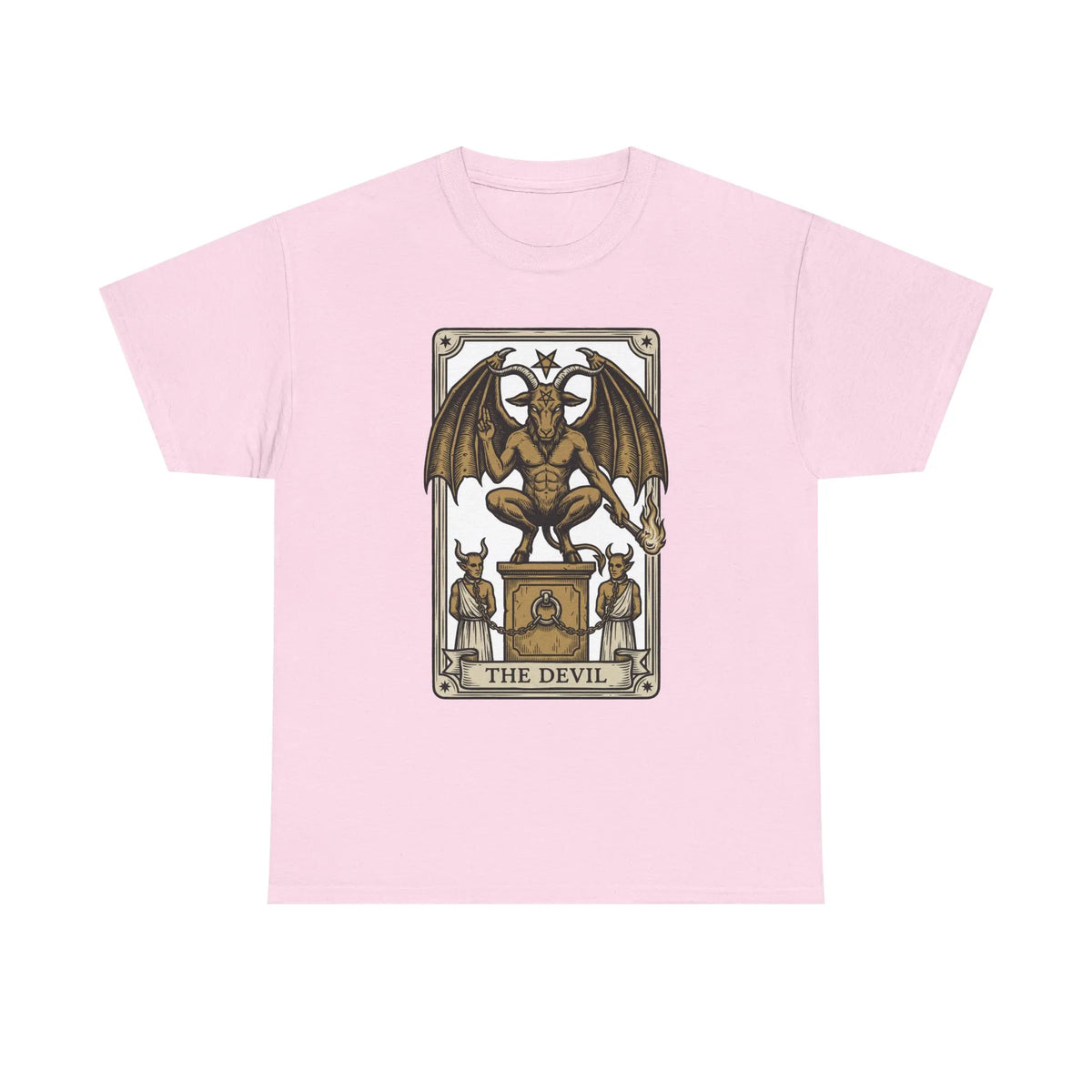 The Devil Tarot Card Graphic T-Shirt - Heavy Cotton Classic Fit Tee - Unisex White