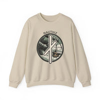 Nauthiz Rune Need-Fire Sweatshirt - Heavy Blend Fleece Crewneck - Unisex White