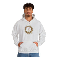 Berkana Earth Mother Rune Hoodie - Heavy Blend Fleece Pullover - Unisex White