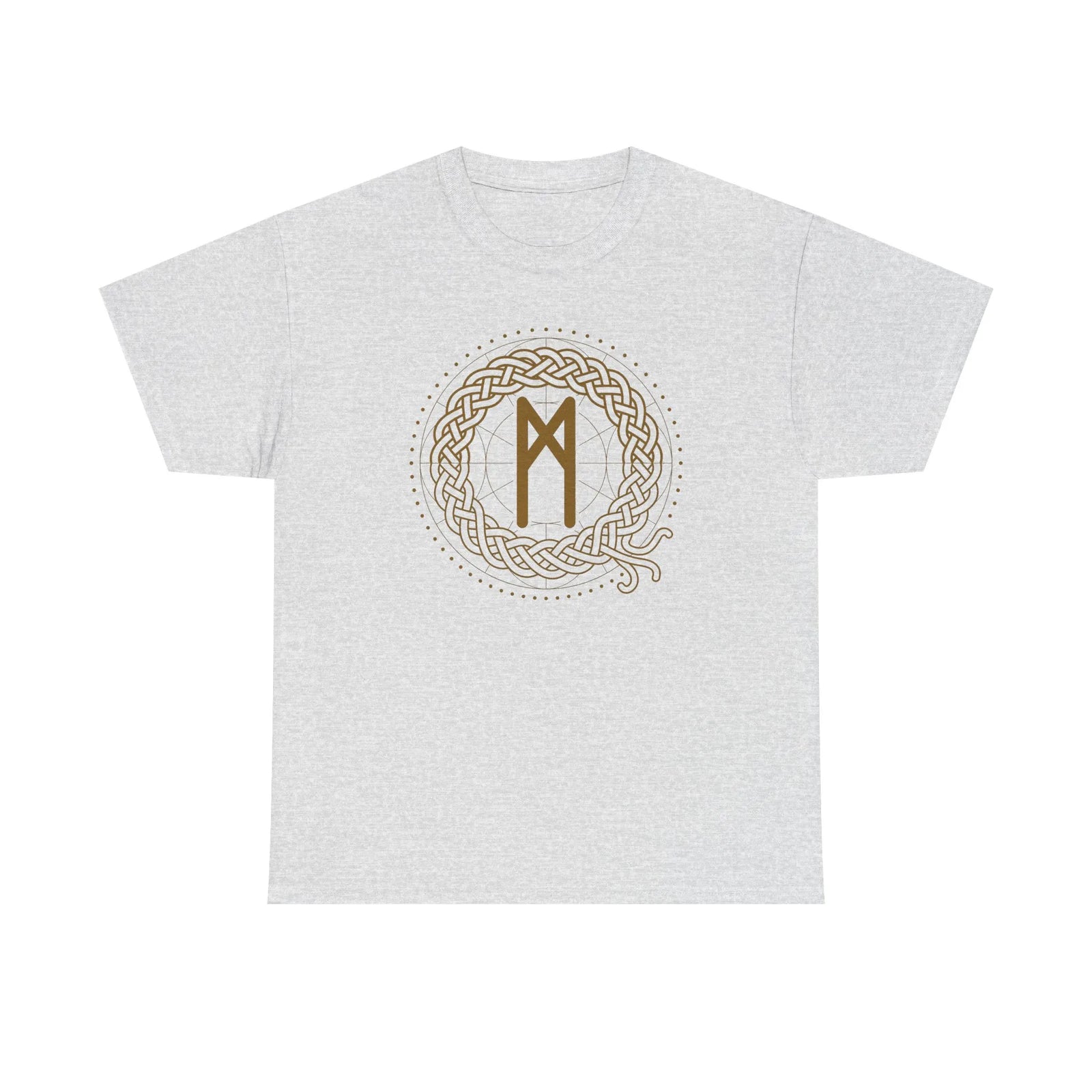 Mannaz Rune Humanity Graphic T-Shirt - Heavy Cotton Classic Fit Tee - Unisex White