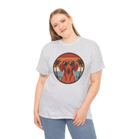 Cool Dachshund 70s Sunset Aviator T-Shirt - Heavy Cotton Classic Fit Tee - Unisex White
