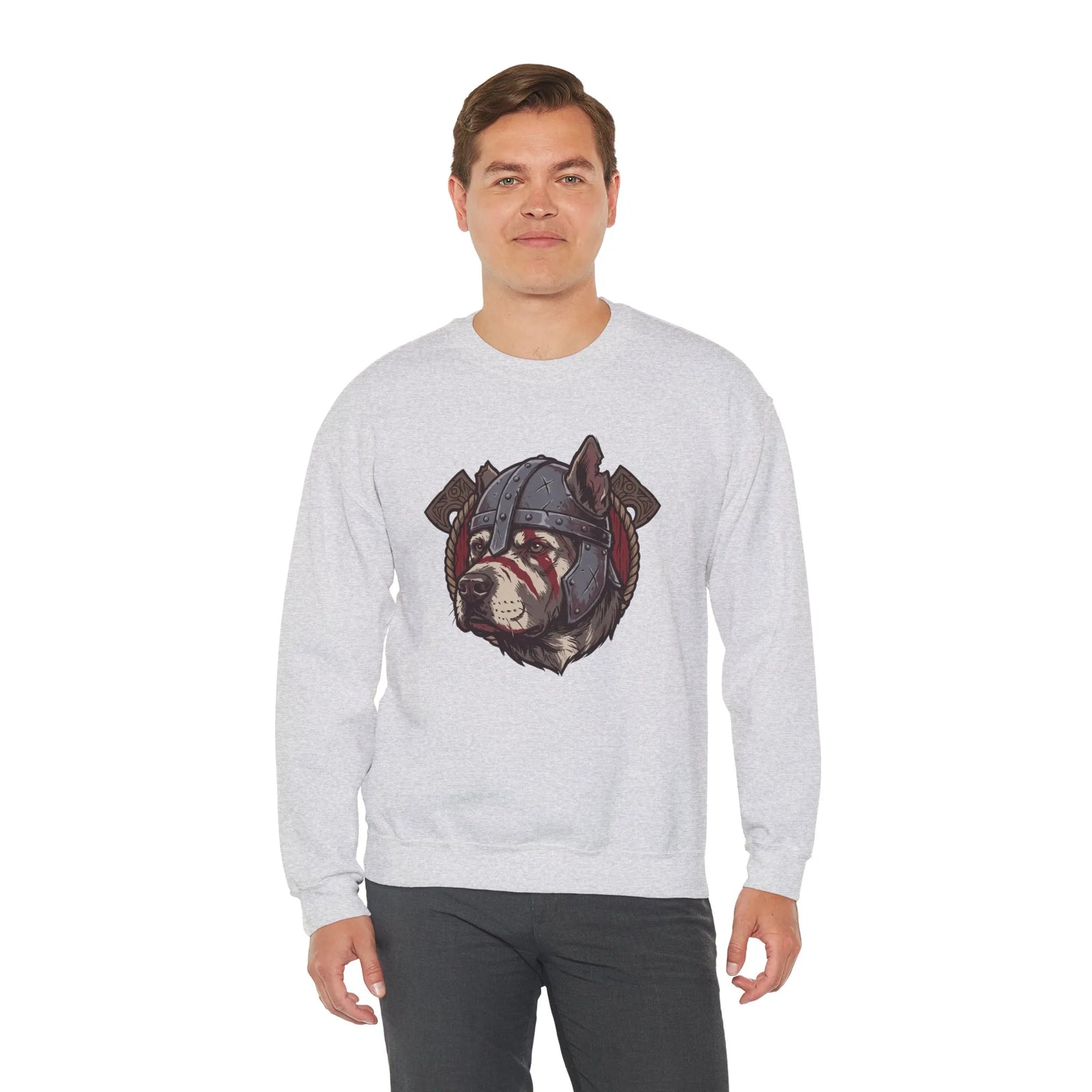Warpaint Viking Berserker Dog Sweatshirt - Durable Cotton Blend Fleece Crew - Unisex White