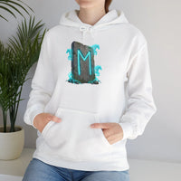 Norse Ehwaz Rune Spirit Horses Hoodie - Heavy Blend Fleece Pullover - Unisex White