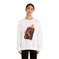 Kenaz Rune Fire Graphic Sweatshirt - Heavy Blend Fleece Crewneck - Unisex White