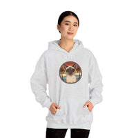 Siamese Cat Retro Sunset Aviator Hoodie - Heavy Blend Fleece Pullover - Unisex White