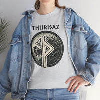 Thurisaz Rune Wolf Thorn T-Shirt - Medium Weight 100% Cotton Tee - Unisex White