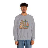 Egyptian Cat Scales Graphic Sweatshirt - Heavy Blend Fleece Crewneck - Unisex White