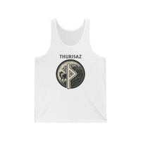 Thurisaz Rune Wolf Graphic Tank Top - Lightweight Combed Cotton Tank - Unisex Athletic Heather