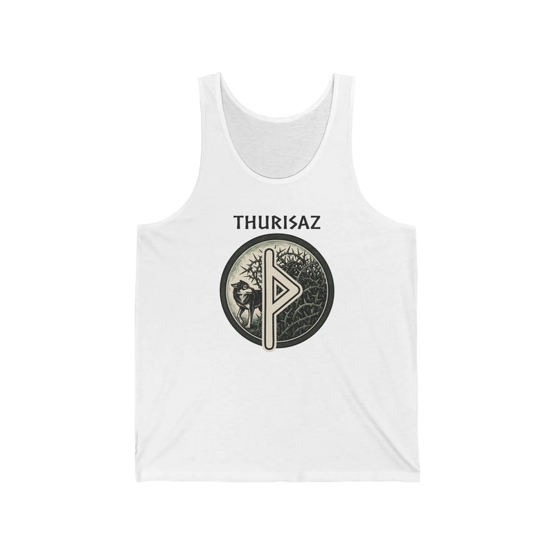 Thurisaz Rune Wolf Graphic Tank Top - Lightweight Combed Cotton Tank - Unisex Athletic Heather