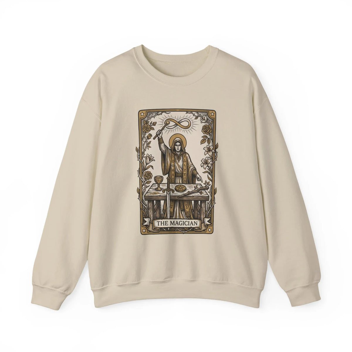 The Magician Tarot Card Sweatshirt - Heavy Blend Fleece Crewneck Pullover - Unisex Warm White