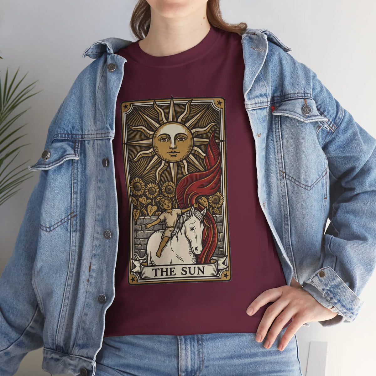 Tarot The Sun Card T-Shirt - Medium Weight 100% Cotton Tee - Unisex White