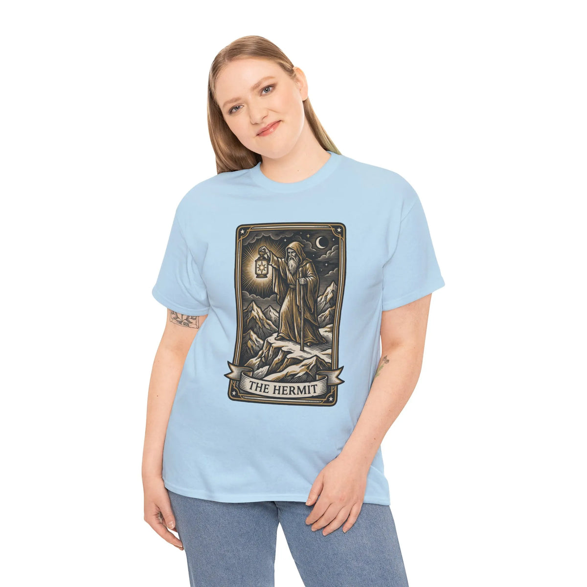 The Hermit Tarot T-Shirt - Medium Weight Cotton Classic Tee - Unisex White