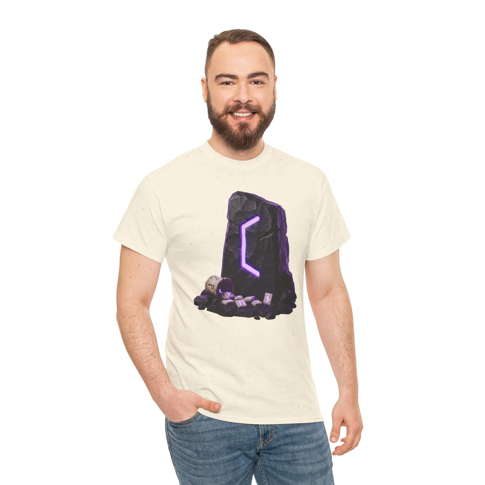 Perthro Rune Mystery Graphic T-Shirt - Heavy Cotton Classic Fit Crewneck Tee - Unisex White