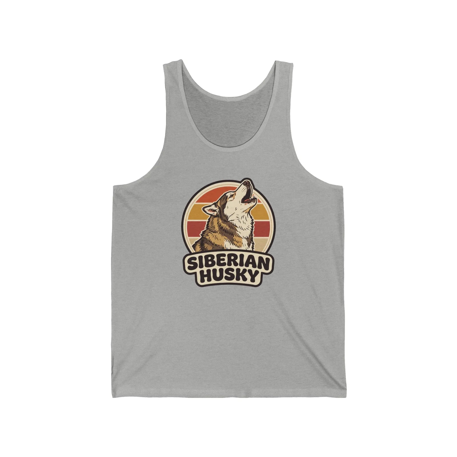 Siberian Husky Retro Sunset Tank Top - Lightweight Jersey Retail Fit - Unisex Athletic Heather