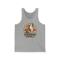 Siberian Husky Retro Sunset Tank Top - Lightweight Jersey Retail Fit - Unisex Athletic Heather