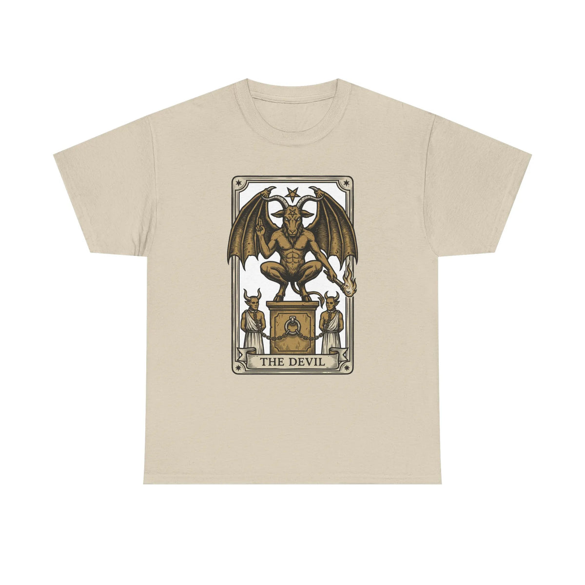 The Devil Tarot Card Graphic T-Shirt - Heavy Cotton Classic Fit Tee - Unisex White