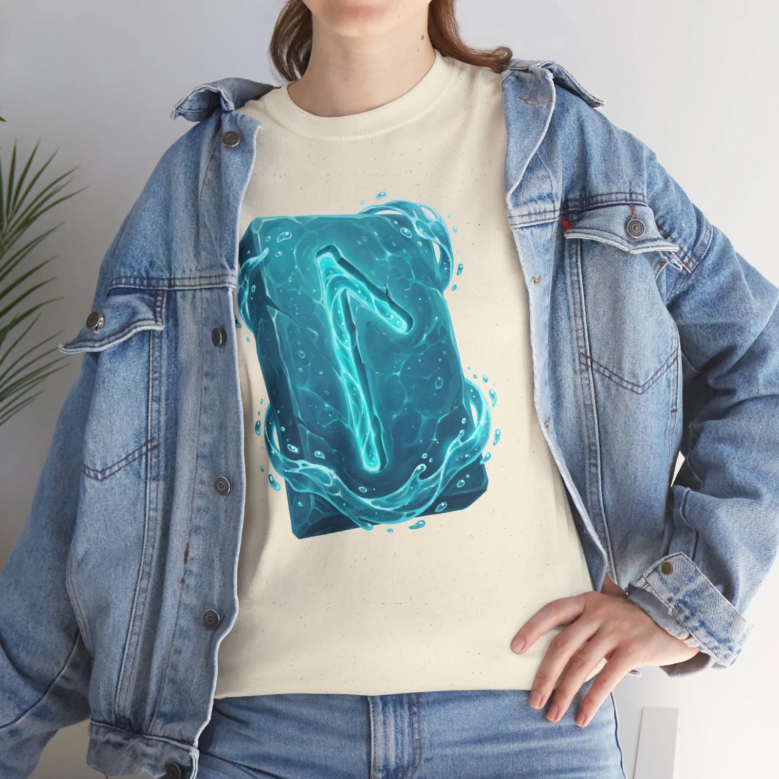 Laguz Water Rune Intuition Graphic T-Shirt - Heavy Cotton Classic Fit Tee - Unisex White