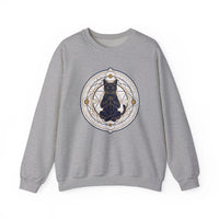 Sacred Geometry Meditating Cat Sweatshirt - Classic Fit Fleece Crewneck - Unisex White