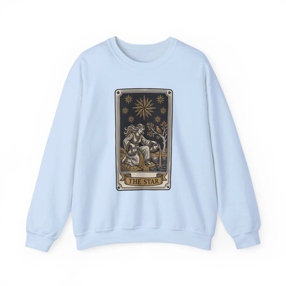 The Star Tarot Card Sweatshirt - 50/50 Cotton Polyester Crewneck - Unisex White