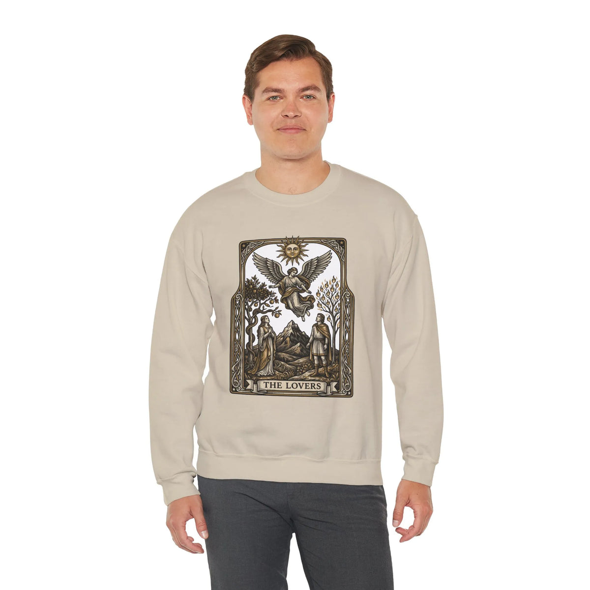 The Lovers Tarot Card Sweatshirt - Heavy Blend Fleece Crewneck - Unisex White