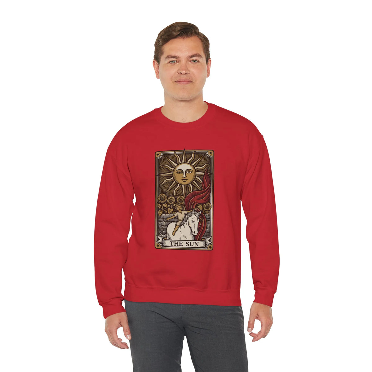 The Sun Tarot Card Sweatshirt - Heavy Blend Fleece Crewneck - Unisex White