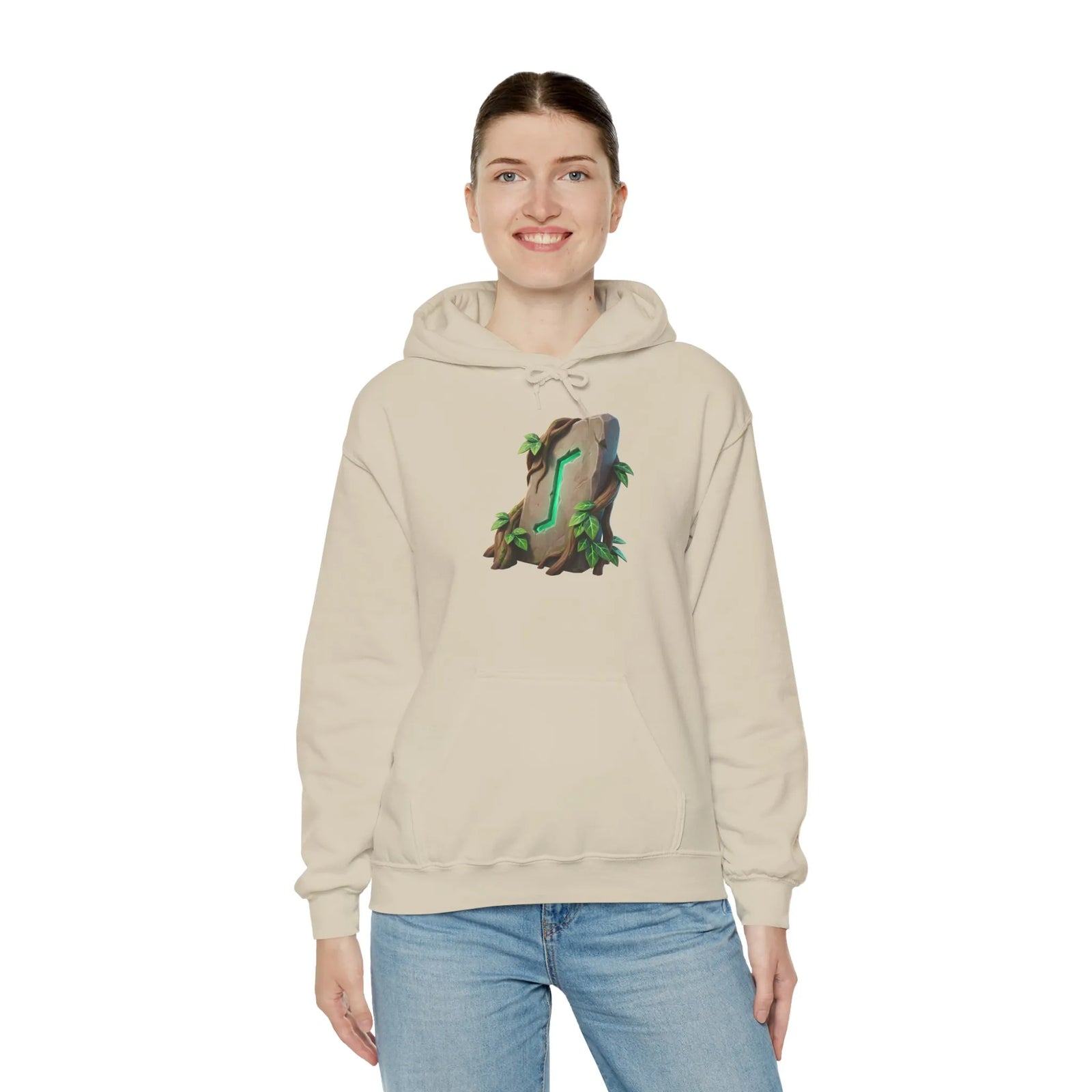 Eihwaz Rune Yggdrasil Tree Hoodie - Cozy Fleece Cotton Blend Pullover - Unisex White S-5XL