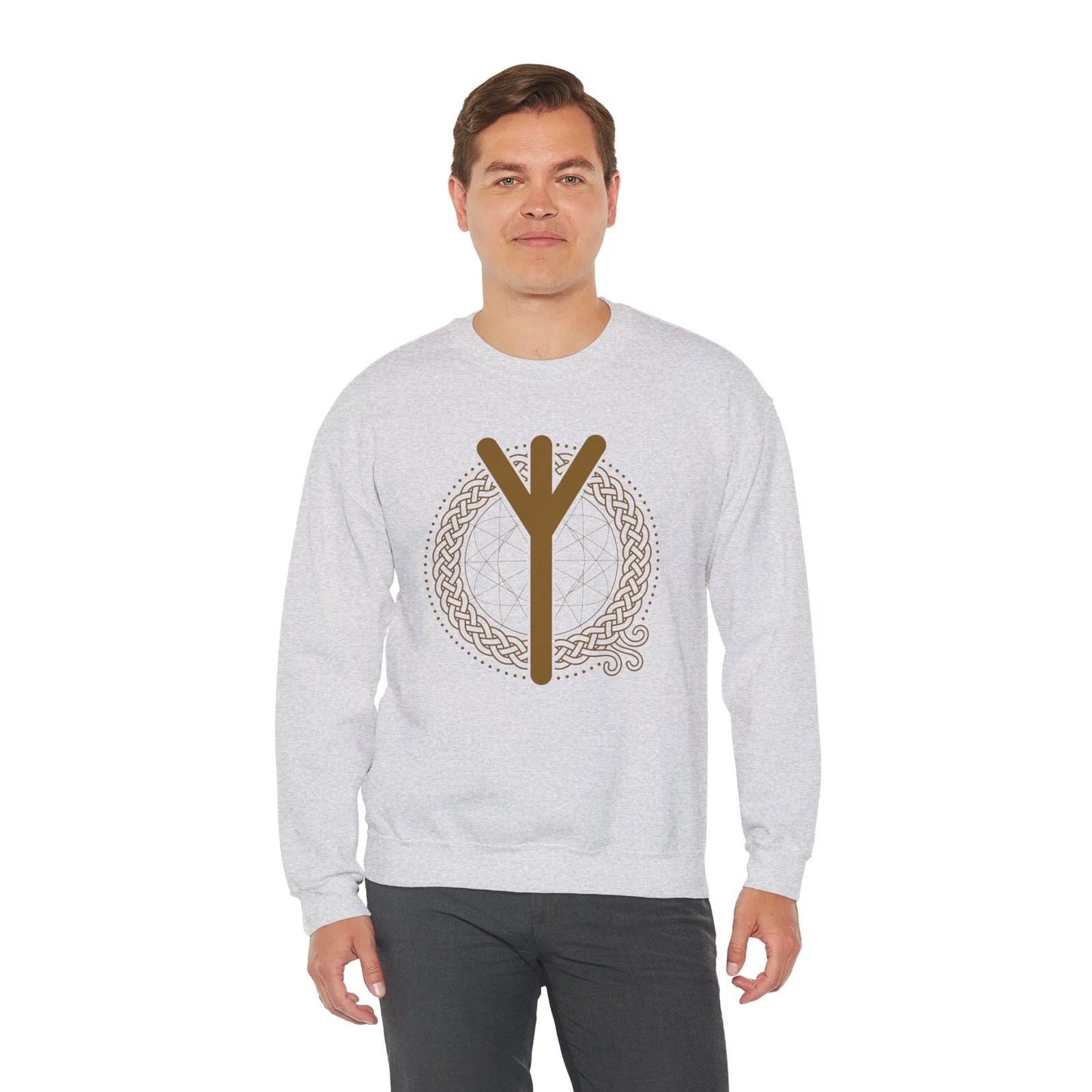Elhaz Rune Protection Sweatshirt - Heavy Blend Cotton-Poly Crewneck - Unisex White