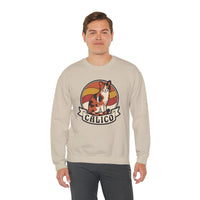 Calico Cat Retro 70s Sunset Sweatshirt - Heavy Blend Classic Fit Fleece - Unisex White