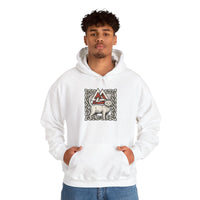 Valknut Cat Freyja's Sacred Cats Hoodie - Medium Weight Cotton Blend Pullover - Unisex White