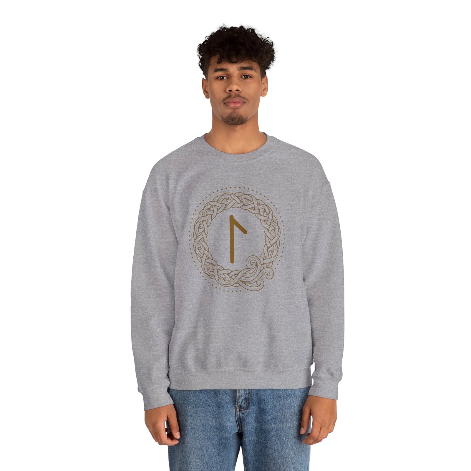 Laguz Rune Knotwork Graphic Sweatshirt - Heavy Blend Cotton Poly Fleece - Unisex White