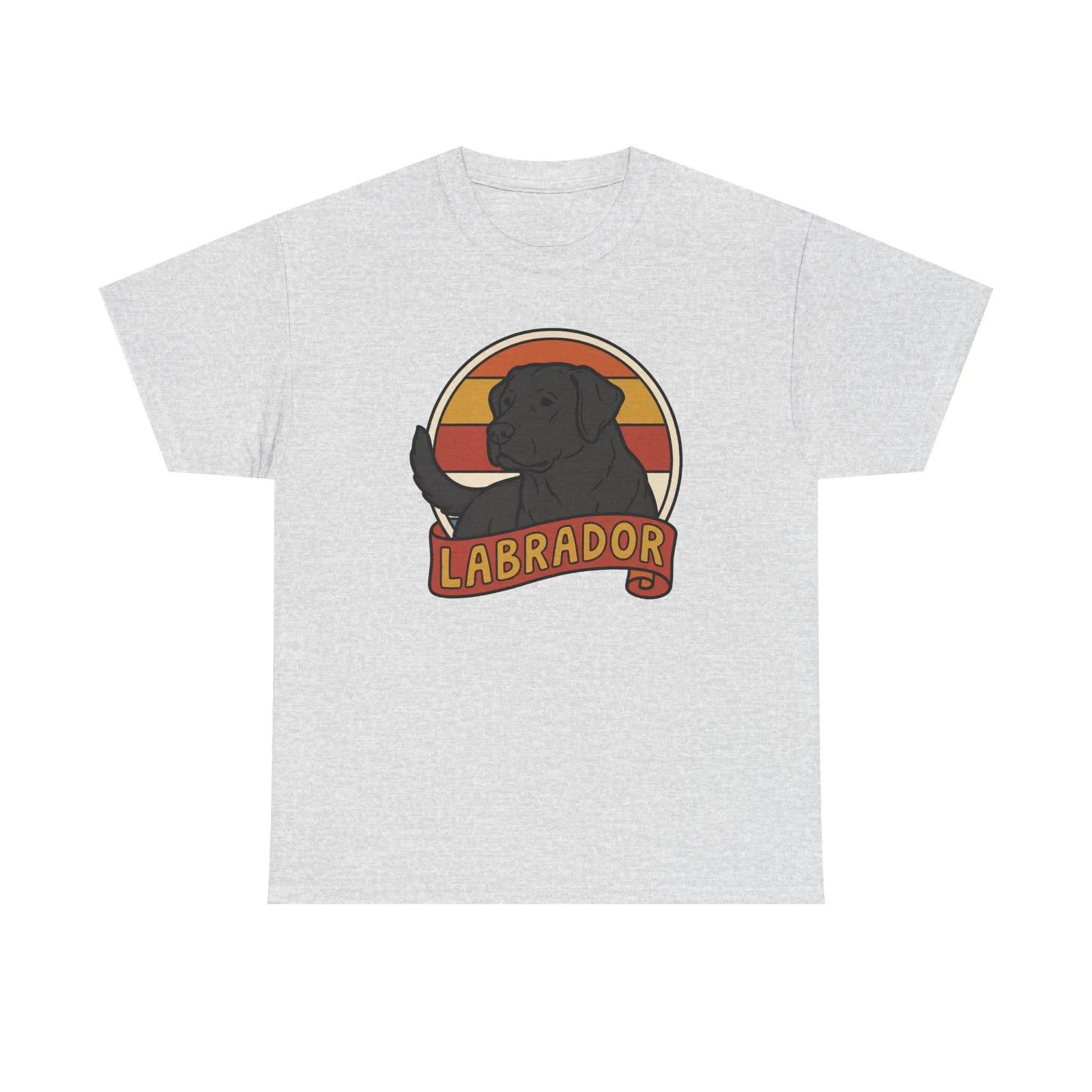 Labrador Retro 70s Sunset T-Shirt - Heavy Cotton Classic Fit Tee - Unisex White