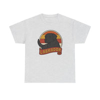 Labrador Retro 70s Sunset T-Shirt - Heavy Cotton Classic Fit Tee - Unisex White