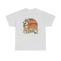 Corgi Retro 70s Sunset T-Shirt - Heavyweight Cotton Classic Fit Tee - Unisex White